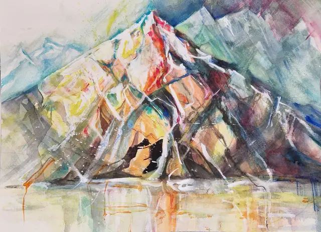 Unikat von Doris Bergmann: Aquarell, Berglichter | Foto: Bergmann 