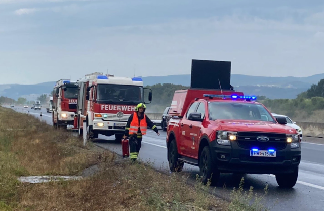 Nach dem Unfall auf der A1 sicherten die Feuerwehren Pöchlarn und Ornding die Unfallstelle ab. | Foto: DOKU-NÖ