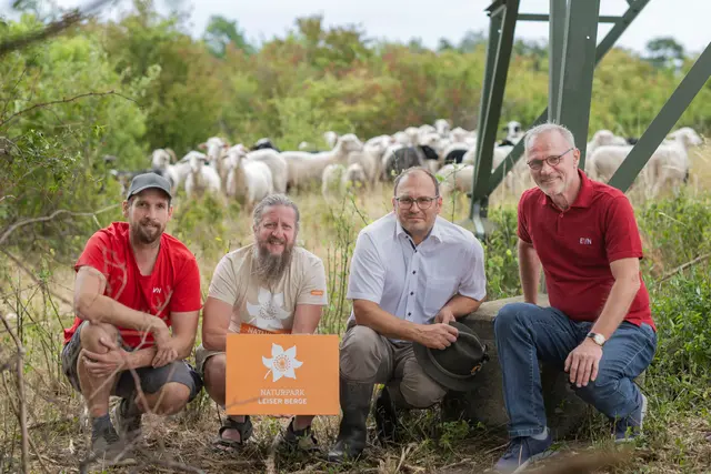 Christian Stürbl von der technischen Betriebsführung der EVN Naturkraft, Obmann Verein Leiserberge Alexander Ernst, Obmann Agrargenossenschaft Ronald Bauer und EVN Sprecher Stefan Zach. | Foto: EVN / Matejschek