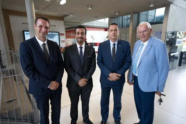 IMC-Geschäftsführer Udo Brändle; Fahad Alhuqbani, Vice Dean, College of Tourism, King Saud University; Exzellenz Abdullah bin Khalid Tawlah, Botschafter des Königreichs Saudi-Arabien in Österreich, sowie Firmengründer und Aufsichtsratsvorsitzender Heinz Boyer ermöglichen die erfolgreiche Umsetzung der Summer Schools. | Foto: IMC Krems