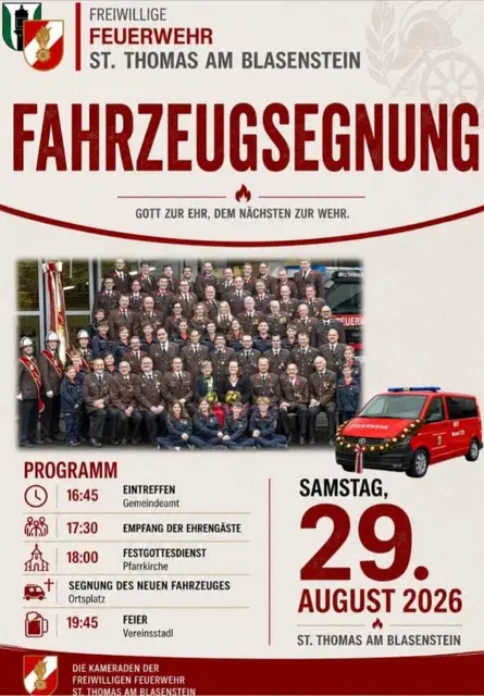 Fahrzeugsegnung der FF St. Thomas am Blasenstein.  | Foto: FF St. Thomas am Blasenstein