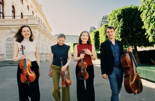 Patrizia Batik (Viola), Nadia Kalmykova (Violine), Liuba Kalmykova (Violine) und Constantin Siepermann auf dem Violoncello (v.li.). | Foto: Andreas Jakwerth