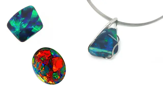 Schwarzopale aus Australien &amp; Anhänger Schwarzopal aus Australien - Weißgold und Brillanten | Foto: Weis/Thamm
