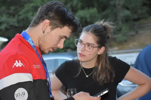 Der Schützenverein Pabneukirchen organisierte einen Empfang für die beiden Bronzemedaillen-Gewinner Fabian Steinkellner und Daniel Mayrhofer bei der Armbrust Europameisterschaft in Frankreich. Mit dabei der Musikverein Pabneukirchen.  | Foto: Zinterhof