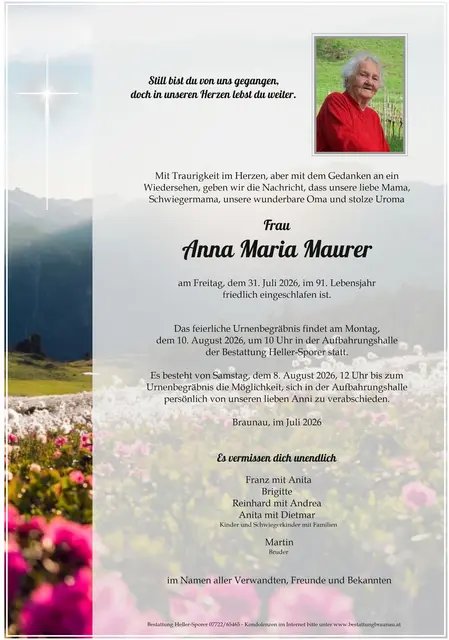 Anna Maria Maurer | Foto: Bestatter