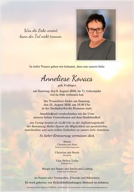 Anneliese Kovacs | Foto: Bestatter