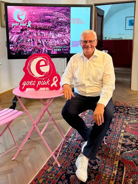 "Pink Ribbon steht weltweit für Solidarität, Hoffnung und Zusammenhalt. Genau diese Werte wollen wir auch in Eisenstadt sichtbar machen", so Bürgermeister Thomas Steiner. | Foto: Freistadt Eisenstadt