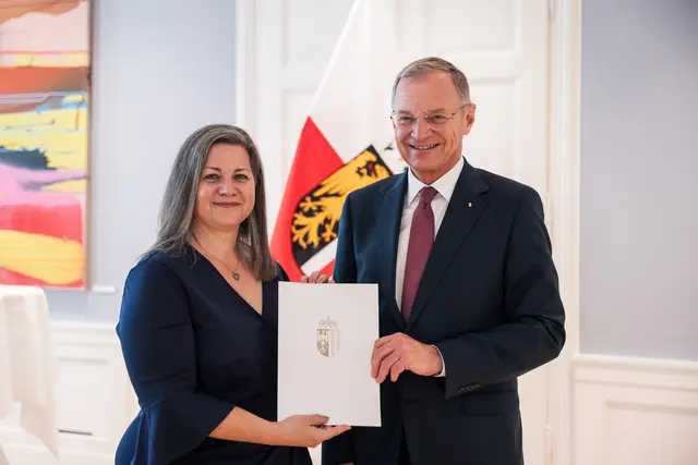 Präsidentin Cora Stöger und Landeshauptmann Thomas Stelzer | Foto: Land OÖ/Max Mayrhofer