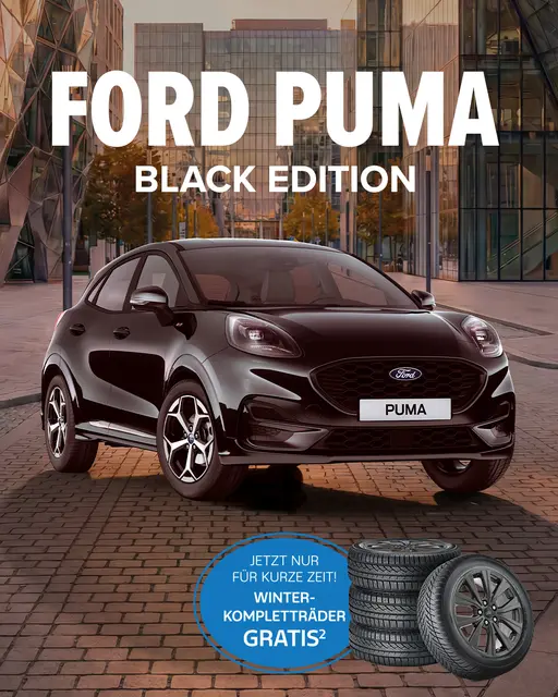 Die Ford Puma Black Edition: 200 Exemplare, exklusiv für Österreich, ab 22.890 Euro, Winterkompletträder inklusive.  | Foto: Ford
