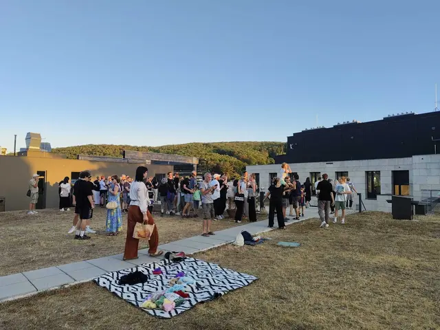 Einige versammelten sich auf einem Plateau neben einem ISTA-Gebäude und verfolgten dort die Sonnenfinsternis live. | Foto: Sadiki-Peckary