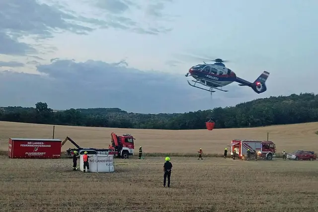 Acht Mitglieder des Flugdienst-Zuges Nord der FF Dobersberg standen bei einem Waldbrand in Plank am Kamp (Bezirk Krems) im Einsatz. | Foto: FF Dobersberg