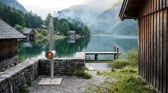 Die Vision von „Feuerwasser“ ist es, dass das holzbeheizte Baden und Duschen unter freiem Himmel zum Standard wird.