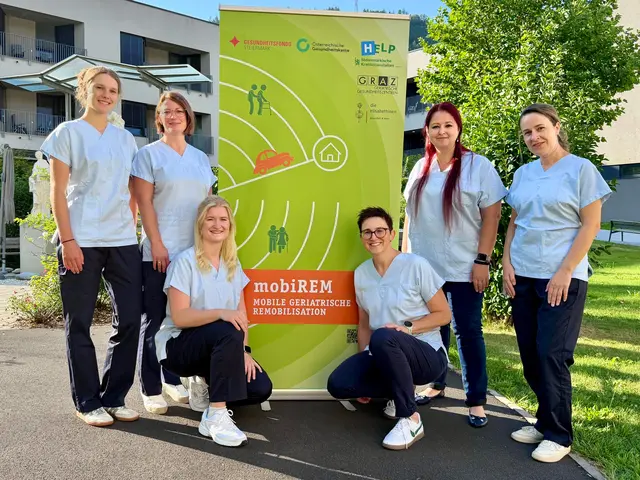 Das mobiREM-Team Mürzzuschlag: Franziska Schmoll (Physiotherapeutin), Nicole Roßkogler (Koordinatorin), Katharina Hofer (Ergotherapeutin), Renate Redl (Ärztin), Tanja Kreiner (Sozialarbeiterin), Barbara Reicht-Gramer (Psychologin). | Foto: Kages