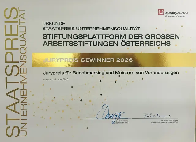 Die ALU-Stiftung freut sich über die Auszeichnung mit dem Staatspreis Unternehmensqualität 2026. | Foto: ALU-Stiftung