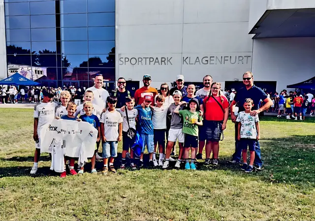 Die U10 des TUS St. Stefan beim Freundschaftsspiel zwischen Real Madrid und dem FC Fiorentina im Klagenfurter Stadion. | Foto: TUS St. Stefan