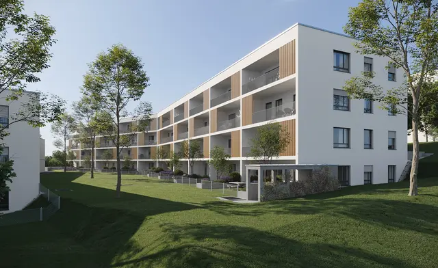Wohnen, wo andere Urlaub machen: Auf Wunsch werden alle Wohnung mit einer Klimaanlage ausgestattet.  | Foto: Immobär, mit Unterstützung von KI erstellt