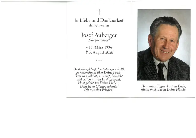 Josef Auberger, 90 Jahre | Foto: Bestattung Wuschko   