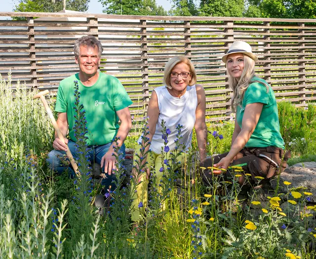Die Garten Tulln-Prokurist Thomas Uibel, Landeshauptfrau Johanna Mikl-Leitner und Gartenleiterin Susanne Leeb im „Garten im Klimawandel“ der Garten Tulln. | Foto: „Natur im Garten“ / J. Ehn