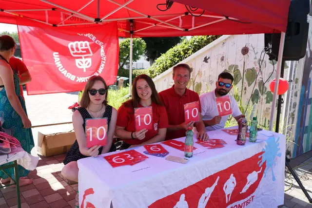 Jury: Sophie Hofer (Vorsitzende Jusos Rottal-Inn), Melanie Maier (Stv. Bezirksvorsitzende JG Braunau), Andreas Peterlechner (Bezirksgeschäftsführer SPÖ) und Daniel Kammerer (Bademeister). | Foto: Junge Generation Bezirk Braunau