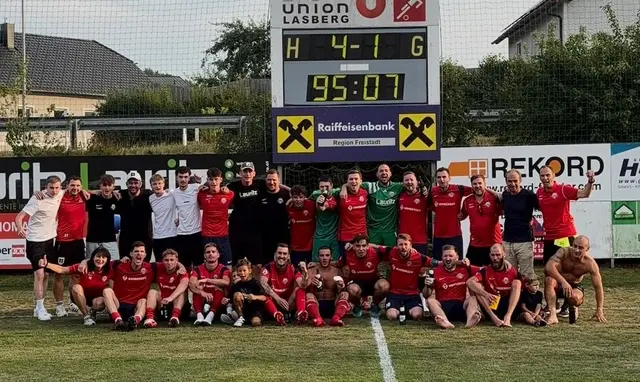 Ein Bild, das man schon aus dem Vorjahr kennt: Die Kicker der Union Lasberg bejubeln einen "Dreier". | Foto: Sportunion Lasberg