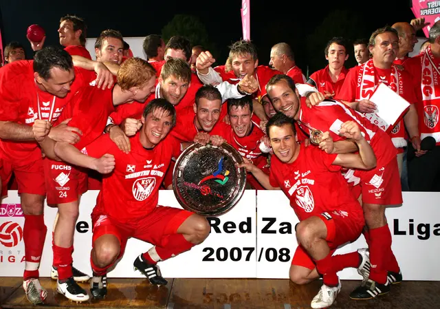 Aufstiegsfeier der KSV-Mannschaft im Mai 2008, der Jubel bei Michael Liendl (vorne rechts) und seinen Teamkollegen war groß. | Foto: GEPA pictures