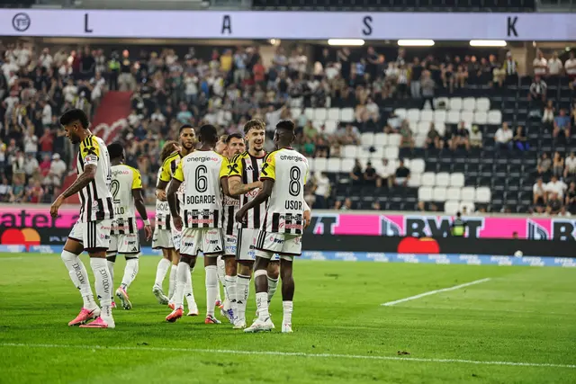 Der LASK erspielte sich in den ersten drei Runden viel Selbstvertrauen: Jubeln der LASK, Christoph Lang und Moses Usor auch in Glasgow? | Foto: Reischl