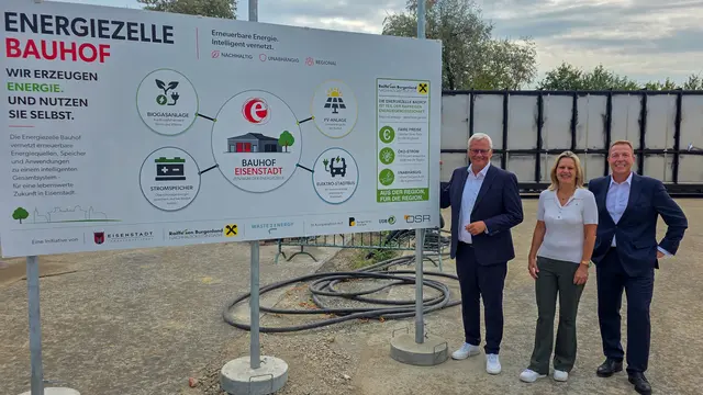 (v.l.n.r.) Bürgermeister Thomas Steiner mit Georg Greutter von waste2energy und Eva Fugger, Generaldirektor-Stellvertreterin der Raiffeisenlandesbank Burgenland. | Foto: Eisenstadt