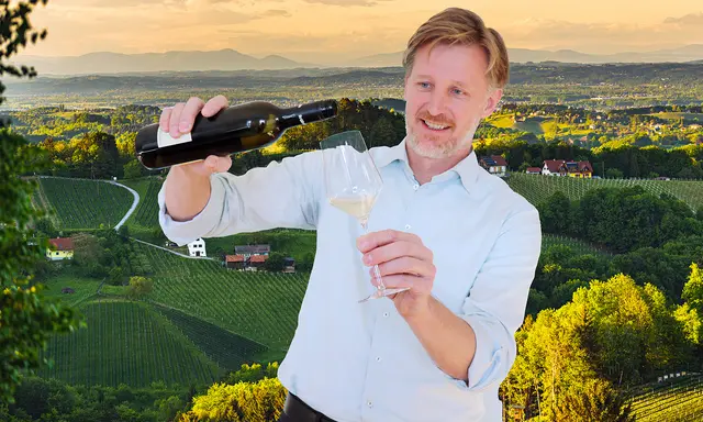 Ein Glaser auf die steirischen Winzerinnen und Winzer: Weinbauchef Martin Palz spricht von einer guten Stimmung, die Weinernte dürfte sich im Normalbereich bewegen. | Foto:  LK Steiermark &amp; Adobe Stock