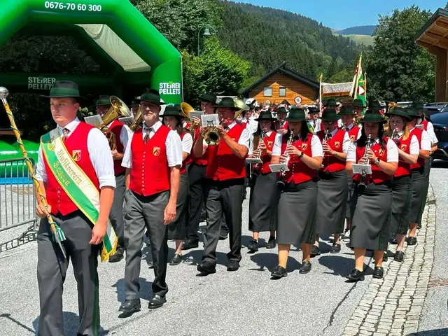 Der jubilierende Musikverein Graden beim letzten Oswaldikirtag im August. | Foto: Stadtgemeinde Köflach