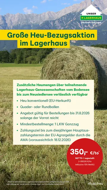 Hilfe für Landwirte: Große Heu-Bezugsaktion 2026 im Lagerhaus | Foto: RWA