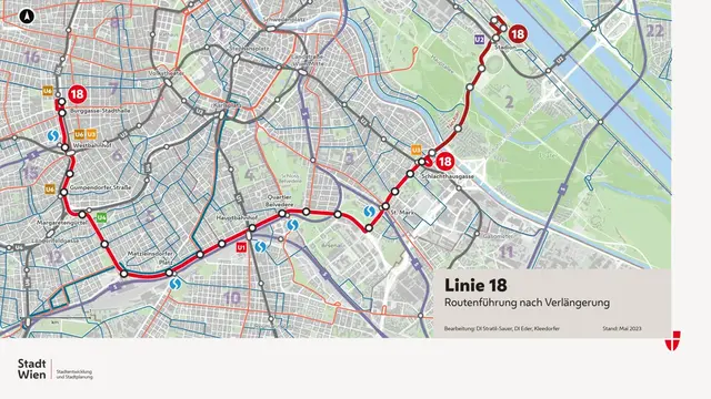 Hier eine Übersicht über die gesamte Strecke der 18er-Bim ab Samstag 5. September.  | Foto: Grafik MA 18