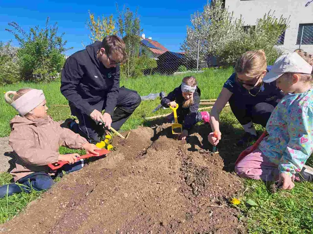 Mit den Kindern des Kindergartens St. Martin wurde ein eigener Erdäpfelacker angesetzt. | Foto: Landjugend St. Martin