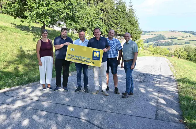Manuela Frühwald (Fachbereich Umwelt/Agrar/Forst), Landtagsabgeordneter Vizebürgermeister Mario Wührer, Leopold Lueger (NÖ Agrarbezirksbehörde Fachabteilung Güterwege), Franz Stockner (Obmann Güterweggemeinschaft Mostviertler Höhenstraße) und Gemeinderat Josef Frühwald. | Foto: Stadt Waidhofen