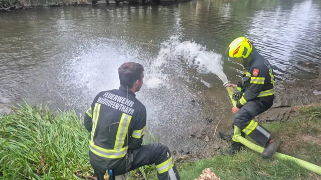 Die neue Punpe im Einsatz. | Foto: FF Waidhofen/Thaya