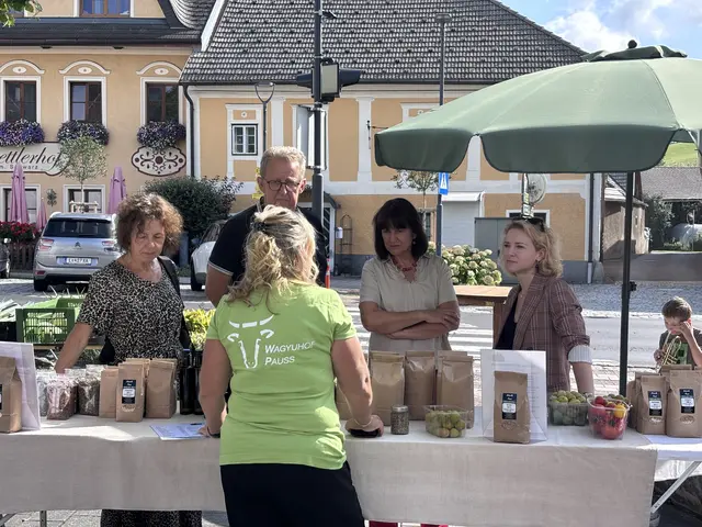 SPÖ-Vorsitzender Herbert Enzenhofer führte die Politikerinnen durch den Zwettler Markt. | Foto: Mair