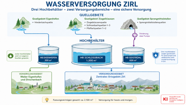 Grafische Darstellung der Wasserversorgung in Zirl | Foto: MG Zirl