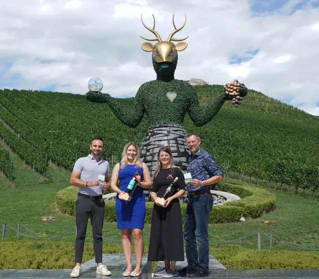 Ideengeber und Mitglieder mit der Kärntner Weinstraße: Johannes Moser (Tourismusregion Mittelkärnten), Michaela Riedl (Weingut Taggenbrunn), Christina Maltschnig (Weingut Maltschnig), Gunter Brandstätter (GF Tourismusregion Mittelkärnten) | Foto: Tourismusregion Mittelkärnten