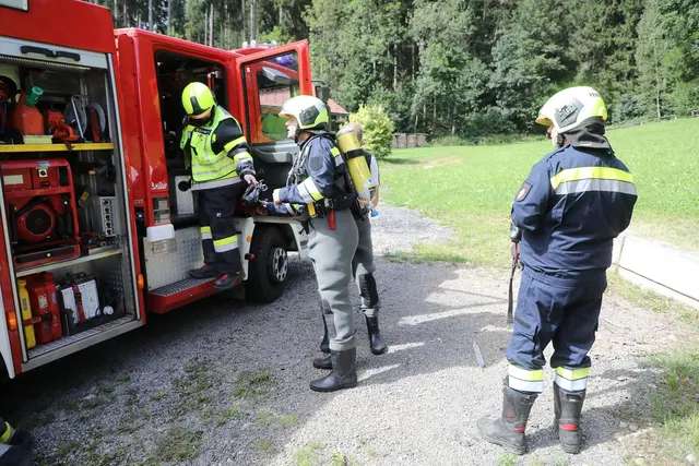 Die Feuerwehr Sachendorf im Einsatz.