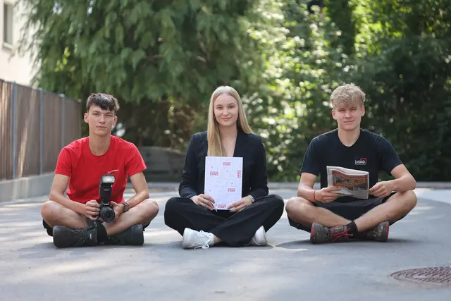 Unsere LehrlingsRedakteure 2026: Daniel Sandrieser, Laura Utz und Leo Straßl