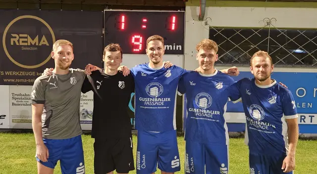Die Torschützen (von links): Christoph Kasbauer (3), Florian Seiberl, Alexander Lindmeir (4), Fabio Himmelbauer und Maxi Wögerer. Ein weiterer Treffer resultierte aus einem Eigentor. | Foto: MeinBezirk Freistadt