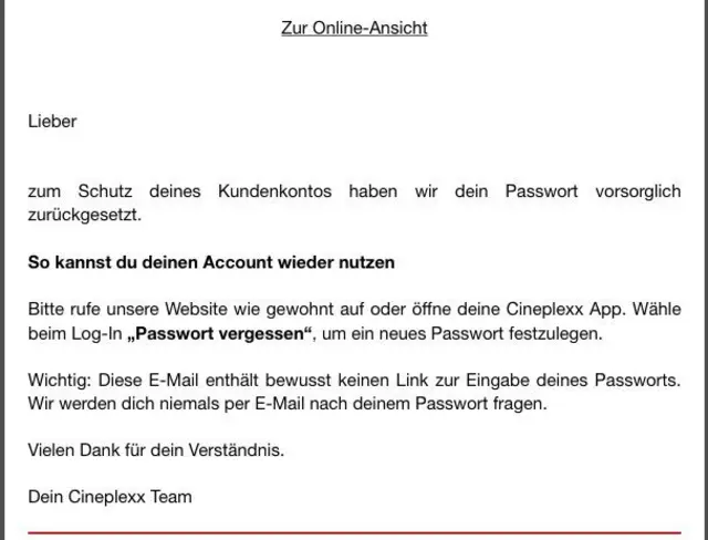 Diese Rundmail sorgte am Donnerstag für Verwirrung. | Foto: zVg