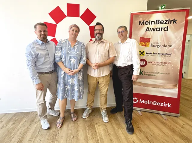 Die Jury hat entschieden! Am Foto v.l.n.r.: Christoph Hausegger (MeinBezirk), Michaela Tesch-Wessely (Landwirtschaftskammer), Kurt Hahofer (Wirtschaftsbund), Markus Taschek (Raiffeisen Burgenland) | Foto: Sabrina Radowan