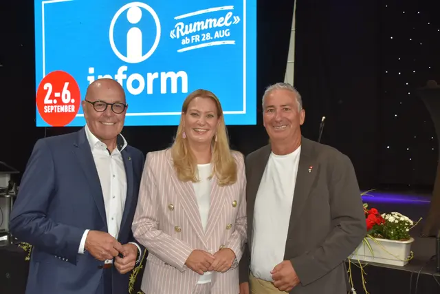 Eröffnung der 55. Inform Oberwart: Bürgermeister Georg Rosner, Landesrätin Daniela Winkler, Vizebürgermeister Michael Leitgeb | Foto: MeinBezirk/Michael Strini