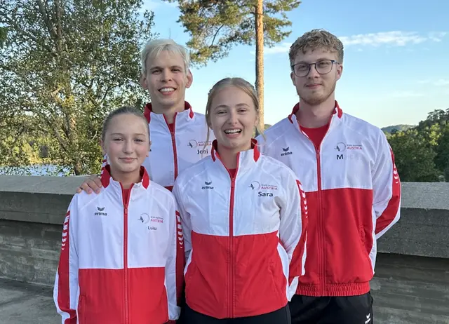 Luisa Layer, Jonas Kretschmer, Sara Palmetzhofer und Marcel Friedl bei der EM in Norwegen | Foto: Rope Skipping Groß Siegharts