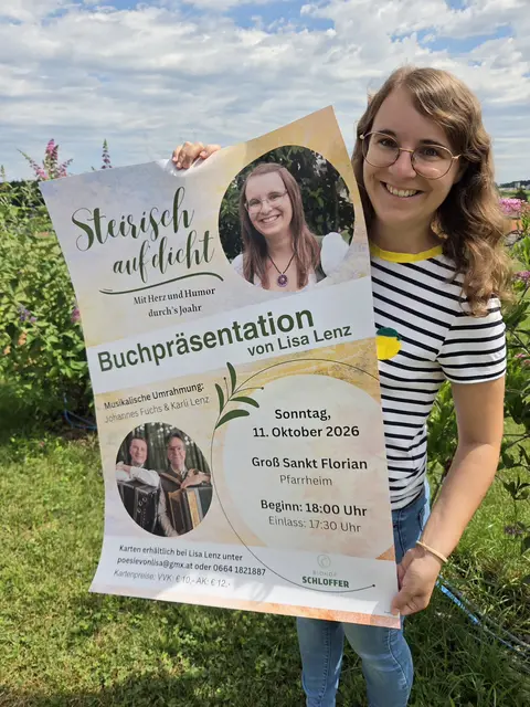 Lisa Lenz freut sich bereits auf die Buchpräsentation von "Steirisch aufdicht" am 11. Oktober um 18 Uhr im Pfarrheim Groß St. Florian | Foto: privat