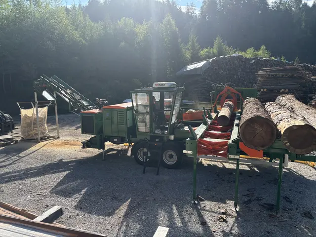 So schaut sie aus, die Holzverarbeitungsmaschine, die Brennholz aus der Region für die Region macht. Bedient wird sie in erster Linie von Marlies Ennemoser.