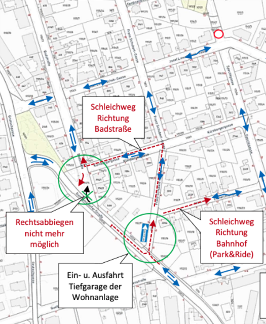Bei der Neuregelung im Bereich Guntramsdorfer Straße/Badstraße befürchten die Anrainer, die Entstehung zahlreicher Schleichwege. | Foto: zVg