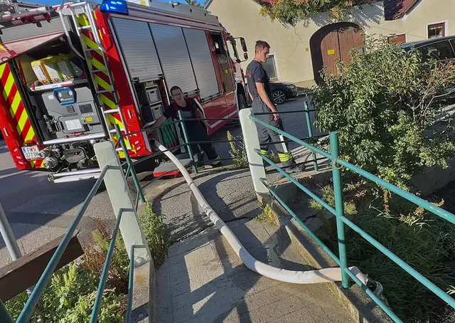 Die Feuerwehr verschaffte den Fischen mit einer Sofortmaßnahme wertvolle Zeit, bis der Fischereiverband weitere Schritte setzen konnte. | Foto: BFKDO BADEN / Stefan Schneider