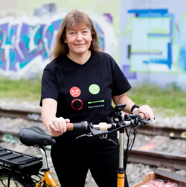 Radlobby Vorständin Heidi Schmitt plädiert für bessere Radverbindungen zwischen den Grazer Universitäten.  | Foto: Radlobby ARGUS Steiermark/Tobias Kleinlercher