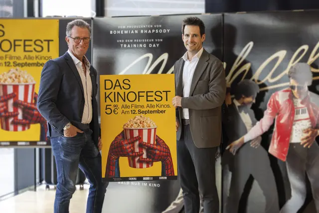 Großes Kino zum Sonderpreis: Fachgruppenobmann Alexander Wurzenrainer und Fachgruppengeschäftsführer Fabian Kathrein präsentierten das Kinofest 2026, das am 12. September Filmbegeisterte in ganz Tirol mit vergünstigten Ticketpreisen und speziellen Aktionen zurück ins Kino bringen soll. | Foto: Die Fotografen